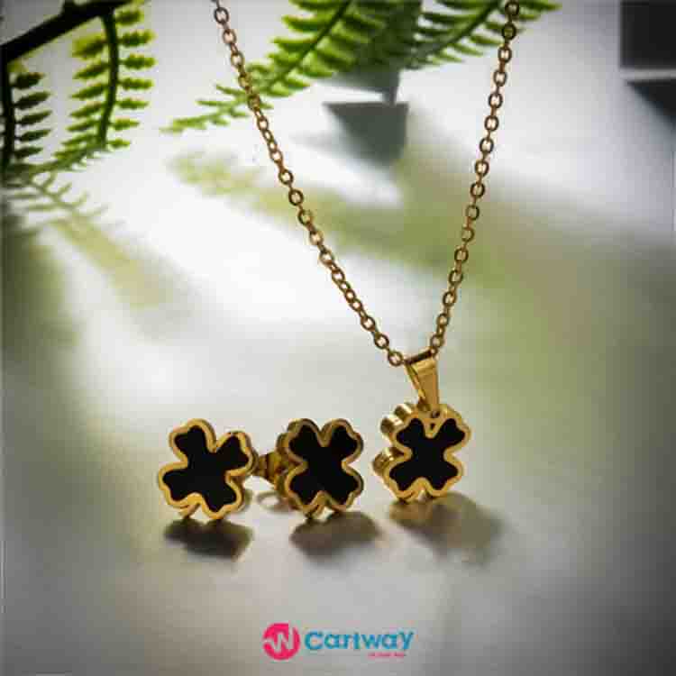 Cute Black flower chain and eraing