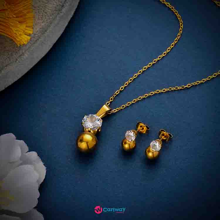 Cute gold ball drop chain and  earing