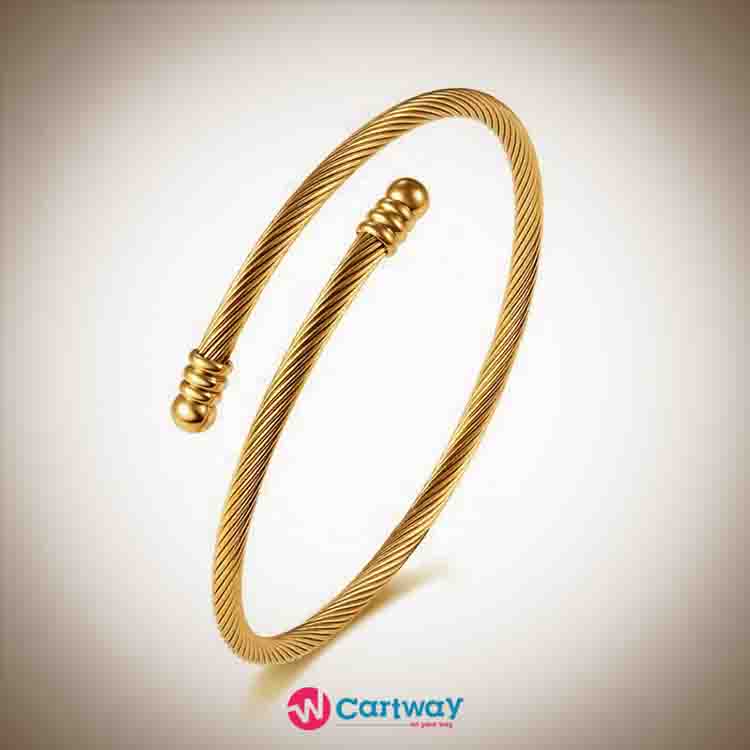 gold plated thread expandable wire bracelet bangle